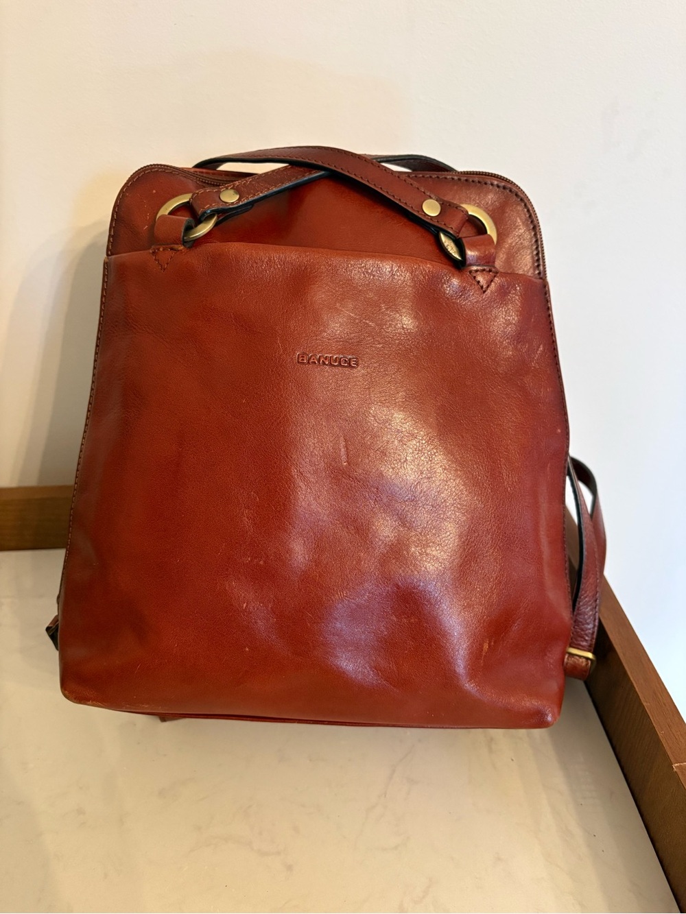 Banuce Brown Leather Convertible Backpack - Women’s